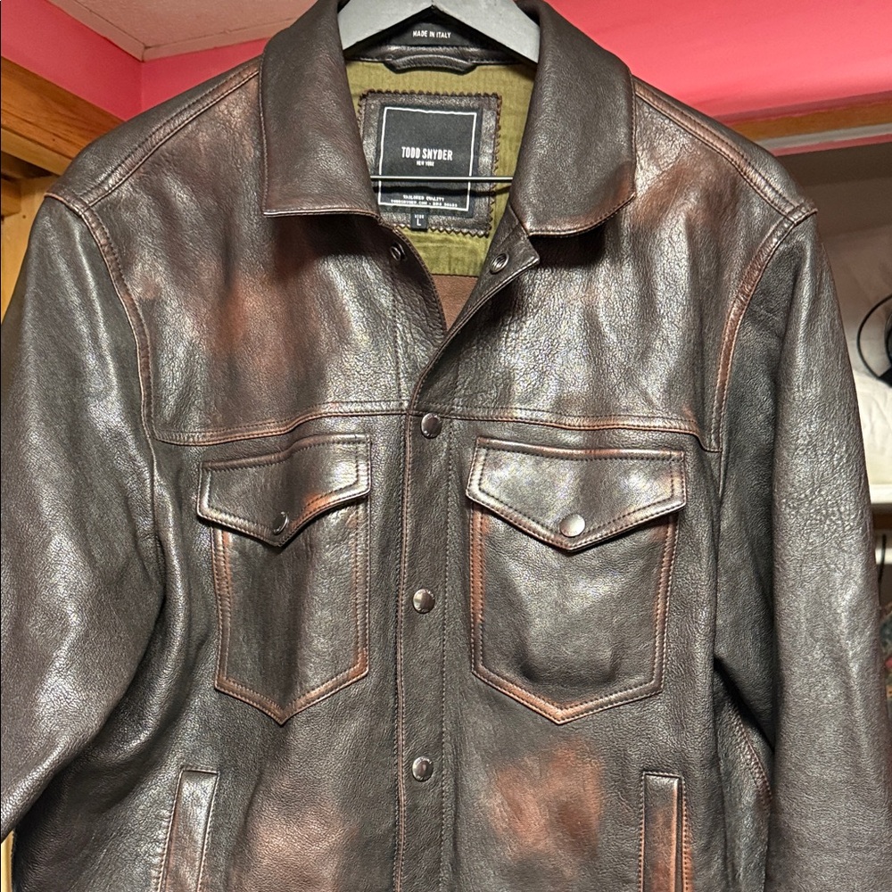 Todd Snyder Men's Rich Brown Leather Jacket